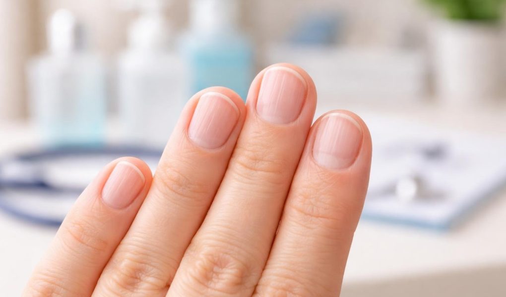 main-ongles-stries-arriere-plan-medical