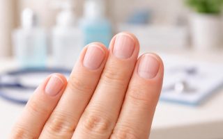 main-ongles-stries-arriere-plan-medical