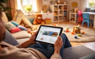 parent-tablette-salon-moderne-chambre-enfant