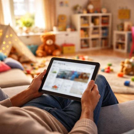 parent-tablette-salon-moderne-chambre-enfant