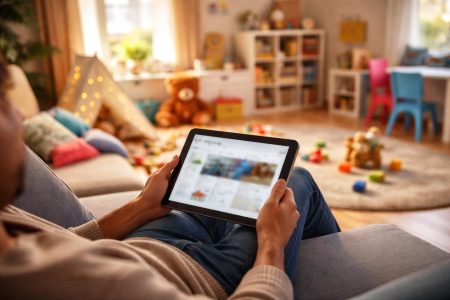 parent-tablette-salon-moderne-chambre-enfant