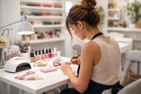 femme-travail-salon-outils-manucure