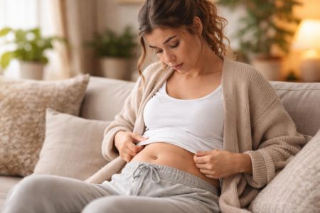 femme-enceinte-salon-cosy-plantes