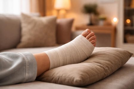 pied-bandage-canape-salon-chaleureux