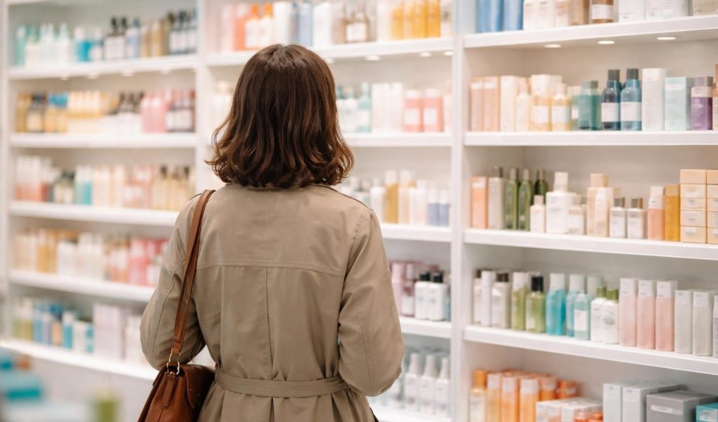 personne-dos-presentoir-pharmacie-produits-beaute