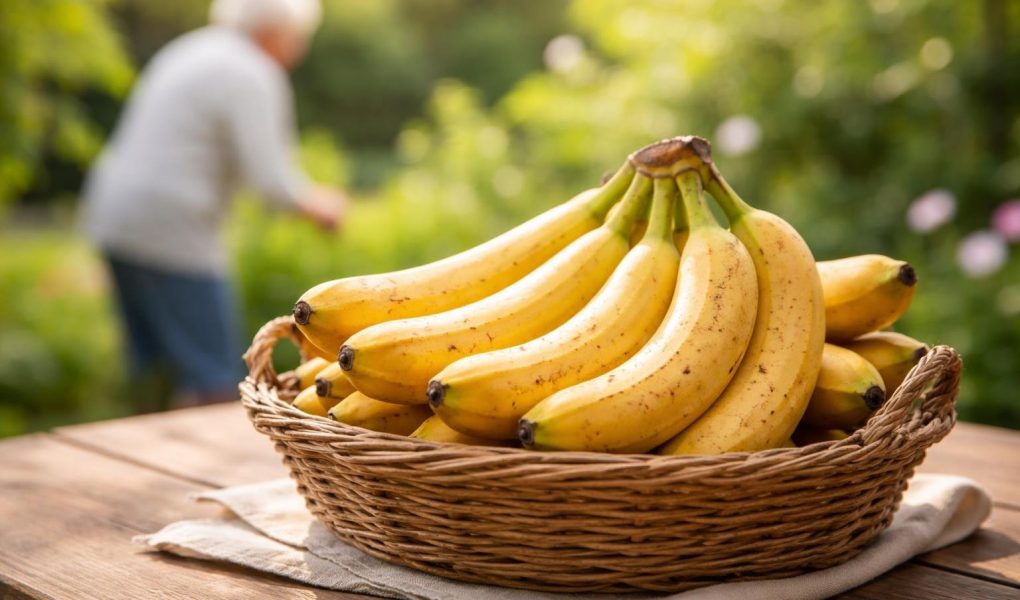 panier-bananes-table-bois-jardin